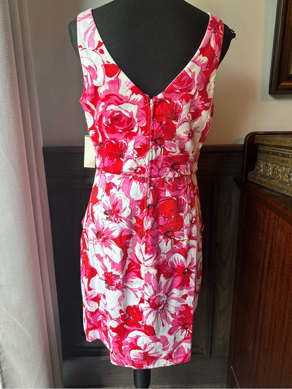 B. Smart Pink Floral Midi Dress nwt 12 - Picture 4 of 9